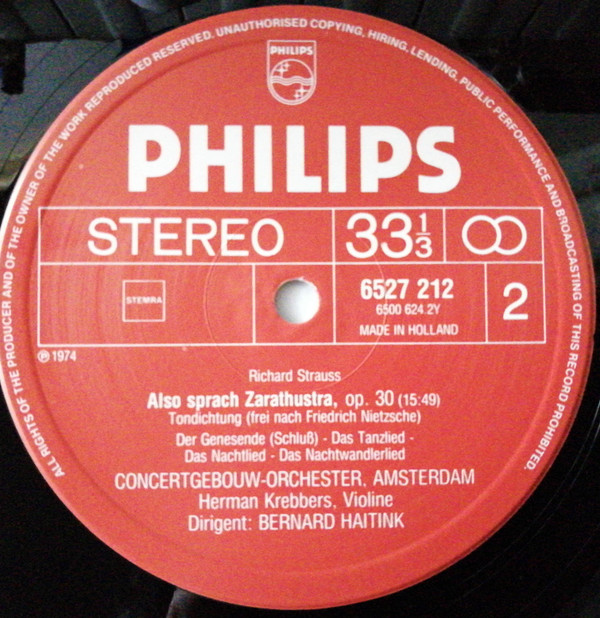 Richard Strauss / Bernard Haitink , Concertgebouworkest - Also Sprach Zarathustra, Op. 30 | Philips (6527 212) - 3