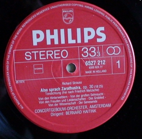 Richard Strauss / Bernard Haitink , Concertgebouworkest - Also Sprach Zarathustra, Op. 30 | Philips (6527 212) - 2
