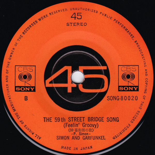Simon & Garfunkel - Scarborough Fair/Canticle/ 	The 59th Street Bridge Song (Feelin' Groovy) | CBS/Sony (SONG 80020) - 4