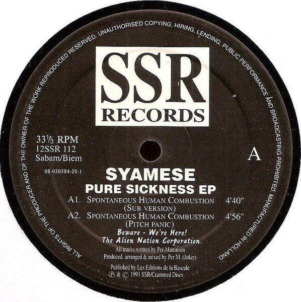 Syamese - Pure Sickness EP | SSR Records (12 SSR 112) - 2 Syamese - Pure Sickness EP | SSR Records (12 SSR 112) - 2