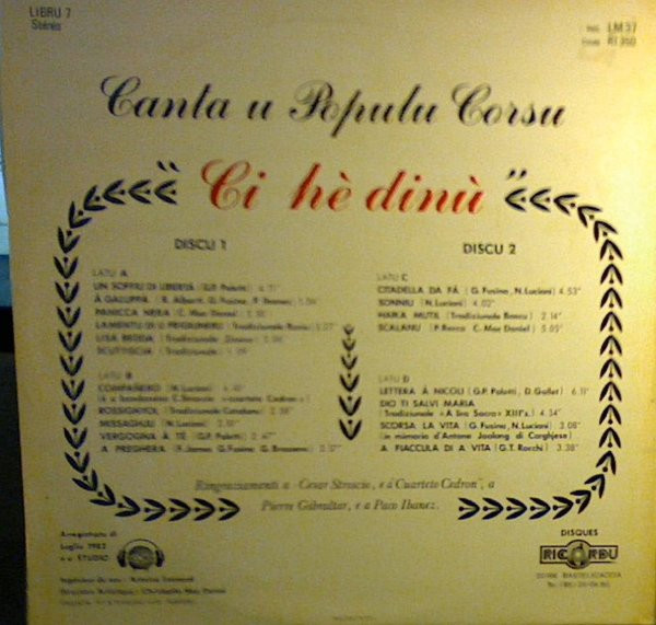 Canta U Populu Corsu - Ci Hè Dinù (2LP) [Vinyl] | Ricordu (LM 37 - RI 350) - 2