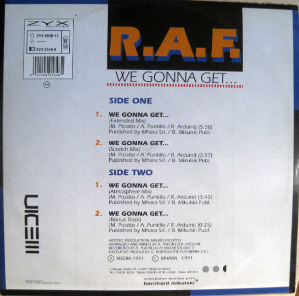 R.A.F. - We Gonna Get... | ZYX Records (ZYX 6548-12) - 2