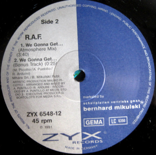R.A.F. - We Gonna Get... | ZYX Records (ZYX 6548-12) - 4