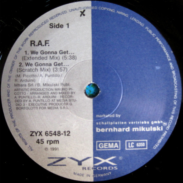 R.A.F. - We Gonna Get... | ZYX Records (ZYX 6548-12) - 3