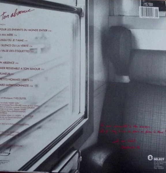 Yves Duteil - Ton Absence | Audiogram (AD 10 022) - 2 Yves Duteil - Ton Absence | Audiogram (AD 10 022) - 2