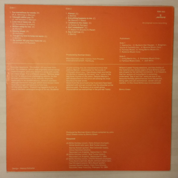 Billie Holiday - The Voice Of Jazz | Mercury (9291 053) - 2 Billie Holiday - The Voice Of Jazz | Mercury (9291 053) - 2