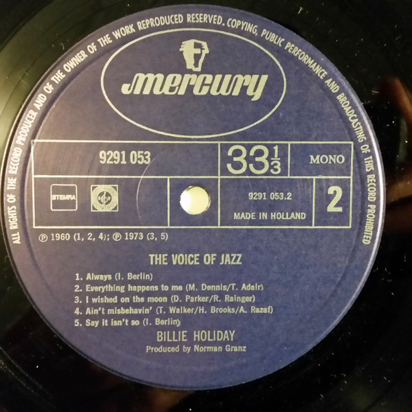 Billie Holiday - The Voice Of Jazz | Mercury (9291 053) - 4 Billie Holiday - The Voice Of Jazz | Mercury (9291 053) - 4