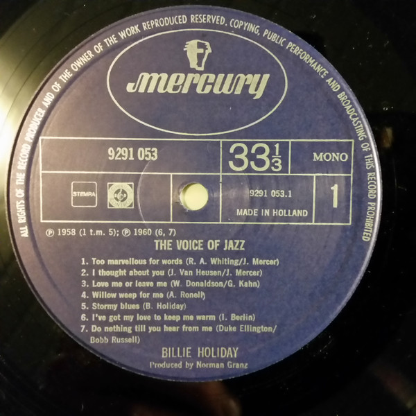 Billie Holiday - The Voice Of Jazz | Mercury (9291 053) - 3 Billie Holiday - The Voice Of Jazz | Mercury (9291 053) - 3
