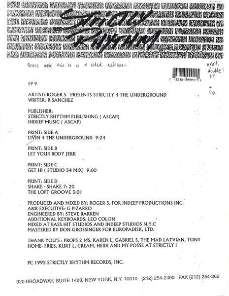 Roger Sanchez - Strictly 4 The Underground | Strictly Rhythm (SR EP9) - 2 Roger Sanchez - Strictly 4 The Underground | Strictly Rhythm (SR EP9) - 2