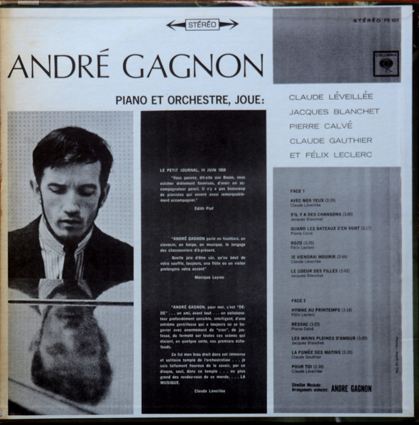 André Gagnon - Piano Et Orchestre | Columbia (FS-625) - 2