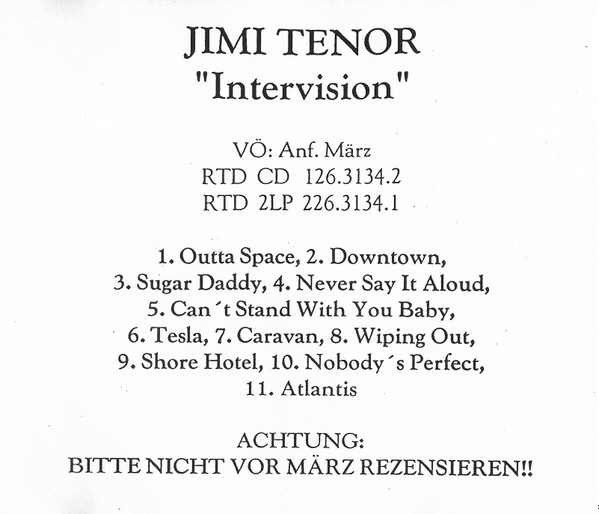 Jimi Tenor - Intervision | Warp Records (WARPCD48P)