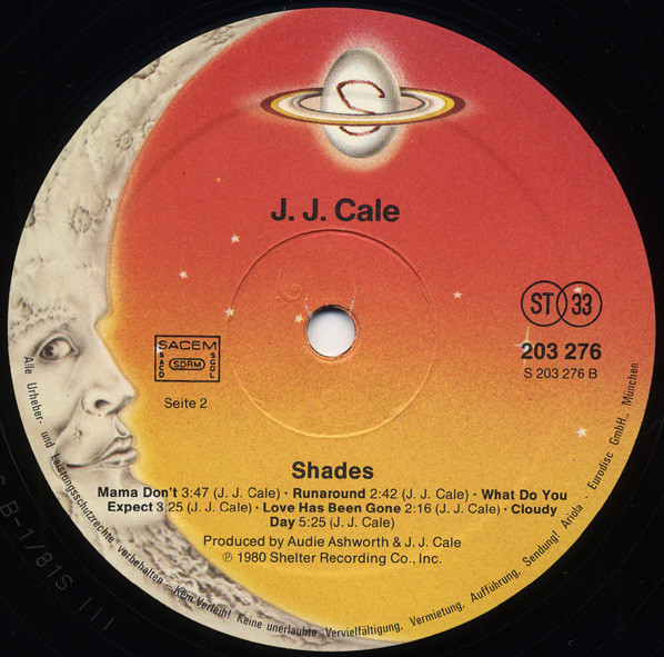 J.J. Cale - Shades | Shelter Records (203 276) - 4 J.J. Cale - Shades | Shelter Records (203 276) - 4