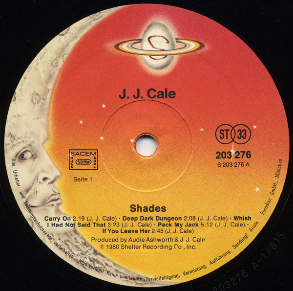 J.J. Cale - Shades | Shelter Records (203 276) - 3 J.J. Cale - Shades | Shelter Records (203 276) - 3