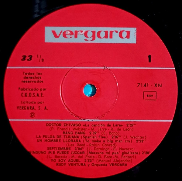 Rudy Ventura Y Orquesta Vergara - Rudy Ventura Y Orquesta Vergara | Vergara (7141-XN) - 3 Rudy Ventura Y Orquesta Vergara - Rudy Ventura Y Orquesta Vergara | Vergara (7141-XN) - 3