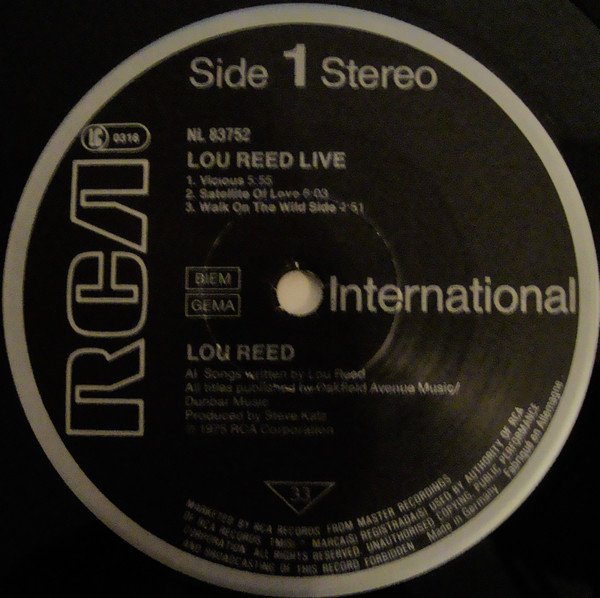 Lou Reed - Lou Reed Live | RCA International (NL 83752) - 3