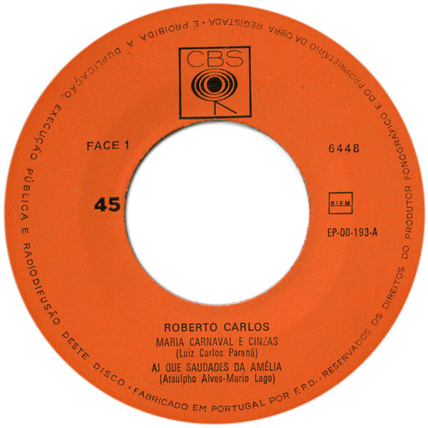 Roberto Carlos - Maria, Carnaval E Cinzas | CBS (6448) - 3