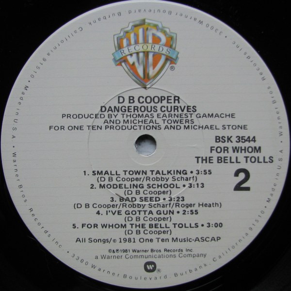 DB Cooper - Dangerous Curves | Warner Bros. Records (BSK 3544) - 4