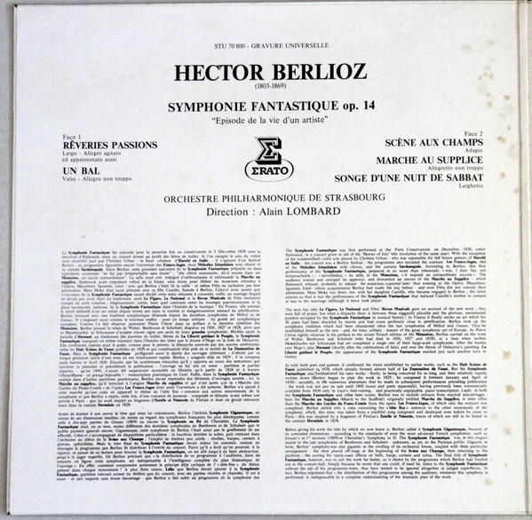 Hector Berlioz - Alain Lombard , Orchestre Philharmonique De Strasbourg - Symphonie Fantastique | Erato (STU 70800) - 3