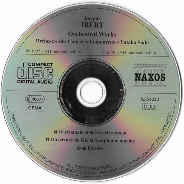 Jacques Ibert – Orchestre Des Concerts Lamoureux , Yutaka Sado - Orchestral Works | Naxos (8.554222) - 3