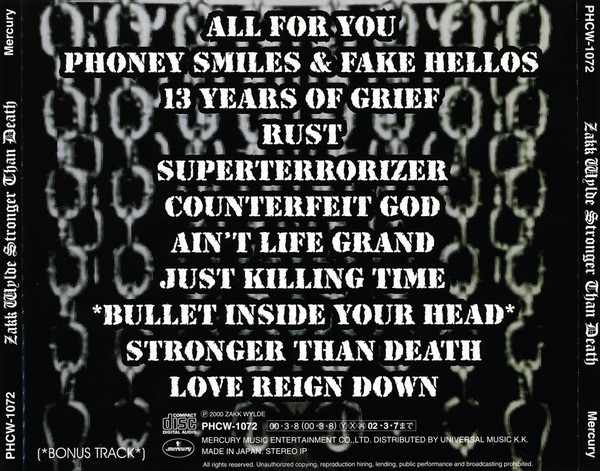Black Label Society , Zakk Wylde = Zakk Wylde - Stronger Than Death = 暴拳王~ストロンガー・ザン・デス | Mercury (PHCW-1072) - 4