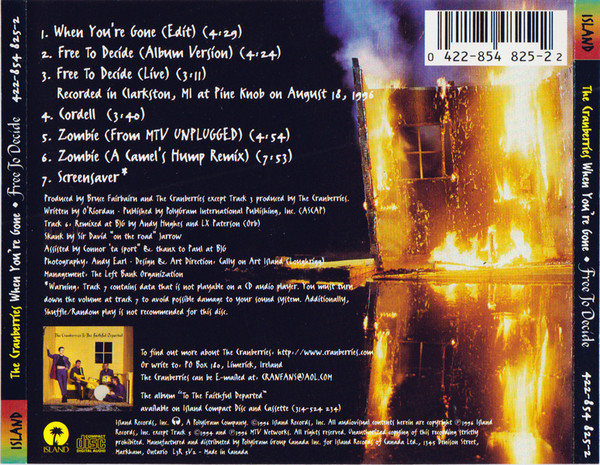 The Cranberries - When You're Gone • Free To Decide [CD] | Island Records (422-854 825-2) - 3