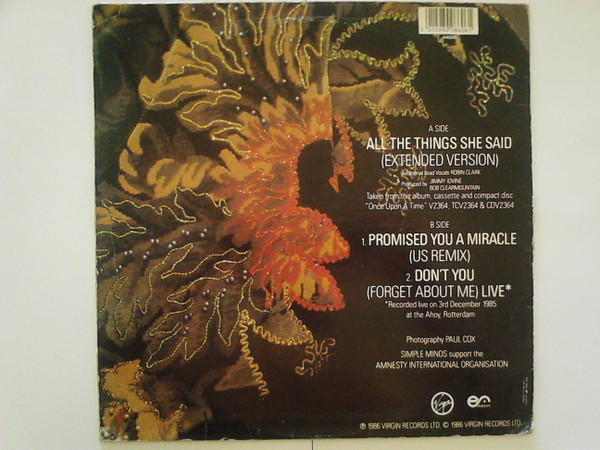 Simple Minds - All The Things She Said (Extended Version) | Virgin (440205)