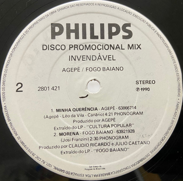 Agepê , Fogo Baiano , Beth Carvalho - Disco Promocional MIx | Philips (2801 421) - 4