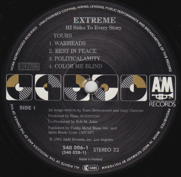 Extreme - III Sides To Every Story | A&M Records (540 006-1) - 3