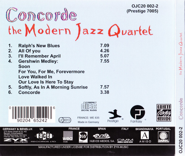 The Modern Jazz Quartet - Concorde | Original Jazz Classics (OJC20 002-2) - 3 The Modern Jazz Quartet - Concorde | Original Jazz Classics (OJC20 002-2) - 3