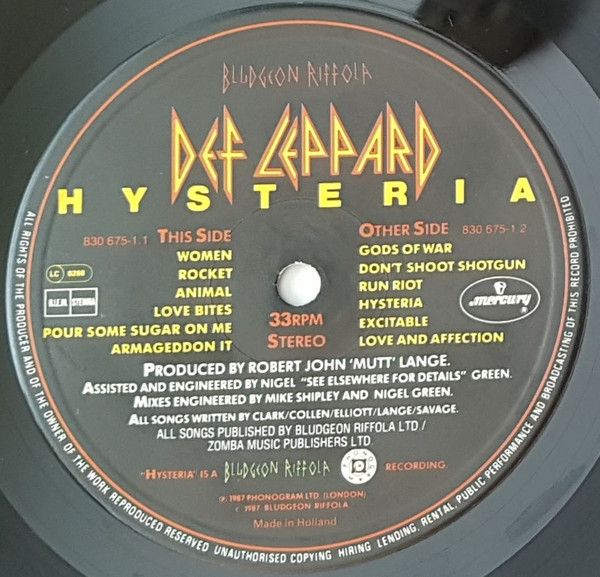 Def Leppard - Hysteria | Mercury (830 675-1) - 3