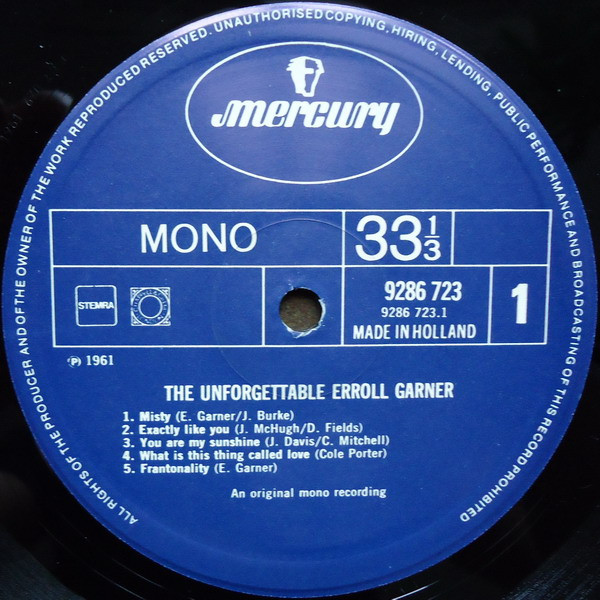 Erroll Garner - The Unforgettable Erroll Garner | Mercury (6641 589) - 4 Erroll Garner - The Unforgettable Erroll Garner | Mercury (6641 589) - 4