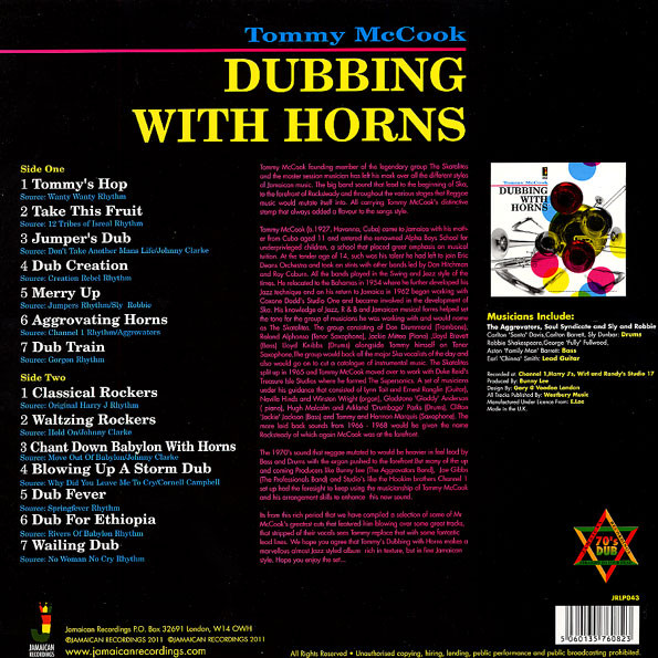 Tommy McCook - Dubbing With Horns | Jamaican Recordings (JRLP043) - 2 Tommy McCook - Dubbing With Horns | Jamaican Recordings (JRLP043) - 2
