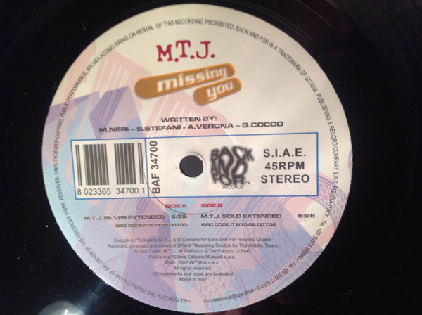 M.T.J. - Missing You | Back And For Records (BAF 34700) - 2