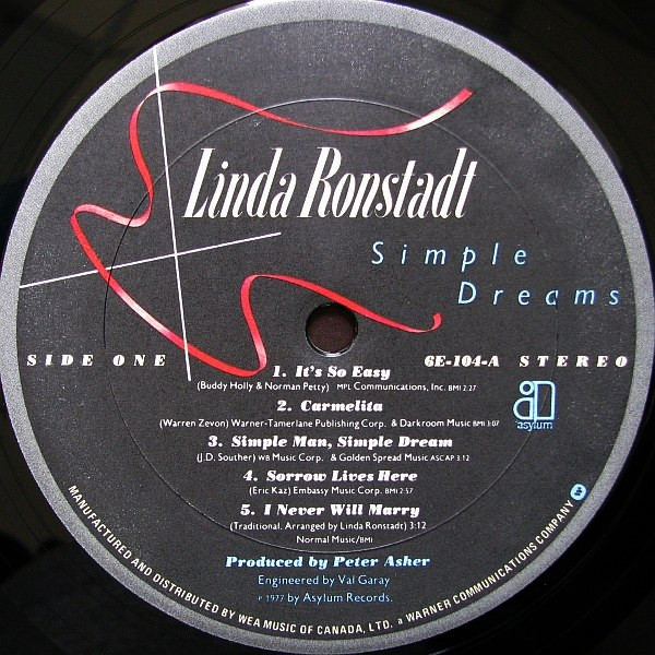 Linda Ronstadt - Simple Dreams | Asylum Records (6E-104) - 4 Linda Ronstadt - Simple Dreams | Asylum Records (6E-104) - 4
