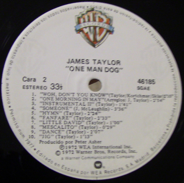 James Taylor - One Man Dog - Vinilo | Warner Bros. Records (46185) - 3 James Taylor - One Man Dog - Vinilo | Warner Bros. Records (46185) - 3