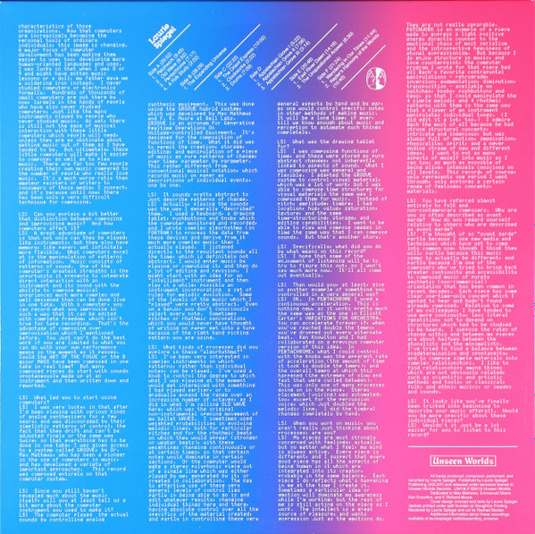Laurie Spiegel - The Expanding Universe | Unseen Worlds (UW19LP) - 2 Laurie Spiegel - The Expanding Universe | Unseen Worlds (UW19LP) - 2