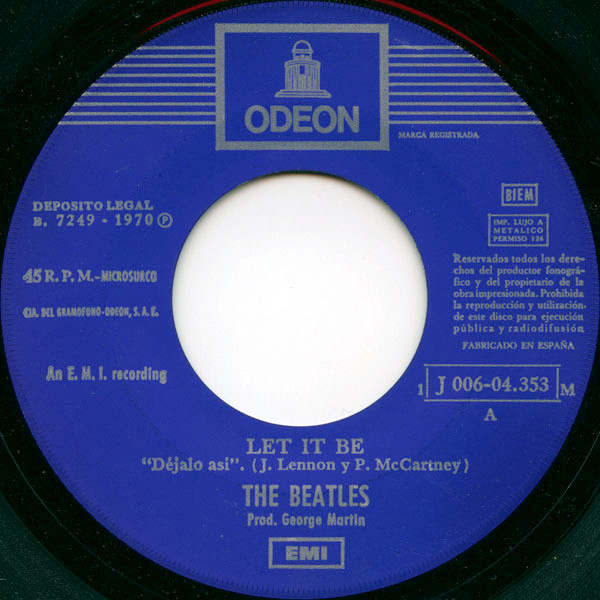 The Beatles - Let It Be / You Know My Name | Odeon (1 J 006-04.353 M) - 3