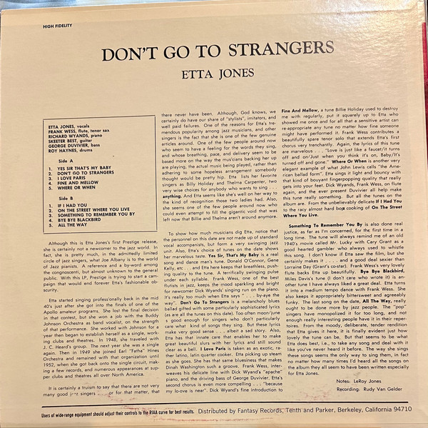 Etta Jones - Don't Go To Strangers | Prestige (7186) - 2