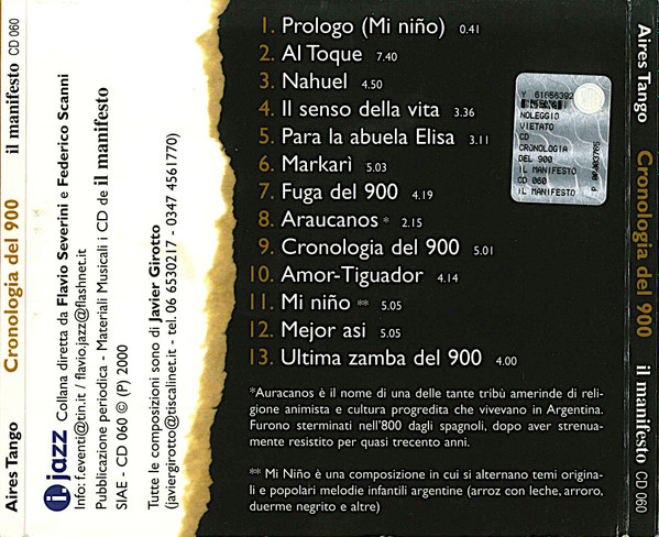 Aires Tango - Cronologia Del 900 | Il Manifesto (CD 060) - 2 Aires Tango - Cronologia Del 900 | Il Manifesto (CD 060) - 2