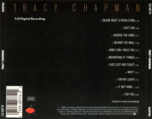 Tracy Chapman - Tracy Chapman [CD] | Elektra (CD 60774) - 2