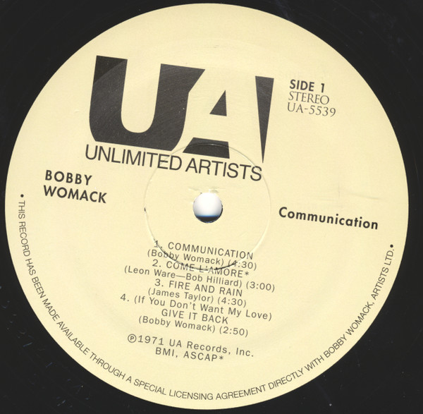 Bobby Womack - Communication | Unlimited Artists (UA-5539) - 2 Bobby Womack - Communication | Unlimited Artists (UA-5539) - 2