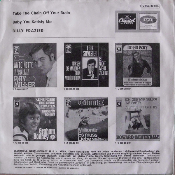 Billy Frazier - Take The Chain Off Your Brain | Capitol Records (1C 006-80 083) - 2 Billy Frazier - Take The Chain Off Your Brain | Capitol Records (1C 006-80 083) - 2