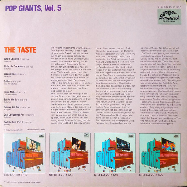 Taste - Pop Giants, Vol. 5 | Brunswick (2911 516) - 2