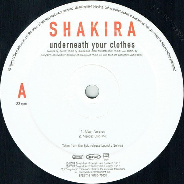 Shakira - Underneath Your Clothes | Epic (EPC 672547 6) - 3 Shakira - Underneath Your Clothes | Epic (EPC 672547 6) - 3