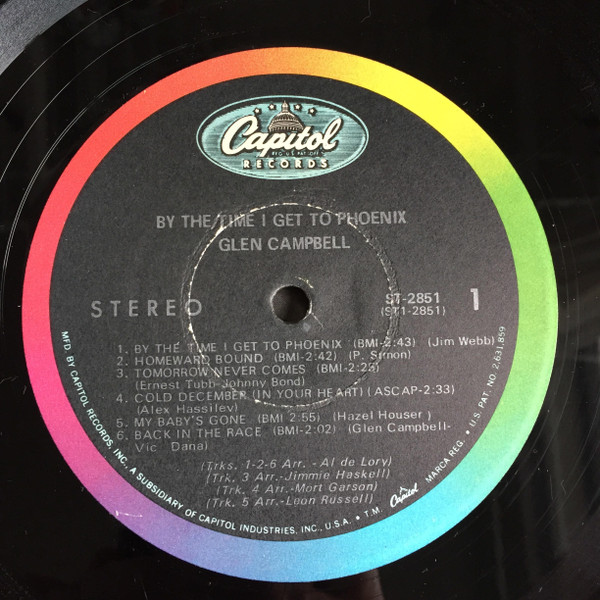 Glen Campbell - By The Time I Get To Phoenix | Capitol Records (ST 2851) - 3 Glen Campbell - By The Time I Get To Phoenix | Capitol Records (ST 2851) - 3