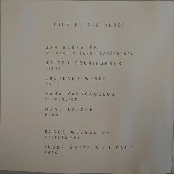 Jan Garbarek - I Took Up The Runes | ECM Records (ECM 1419) - 4 Jan Garbarek - I Took Up The Runes | ECM Records (ECM 1419) - 4