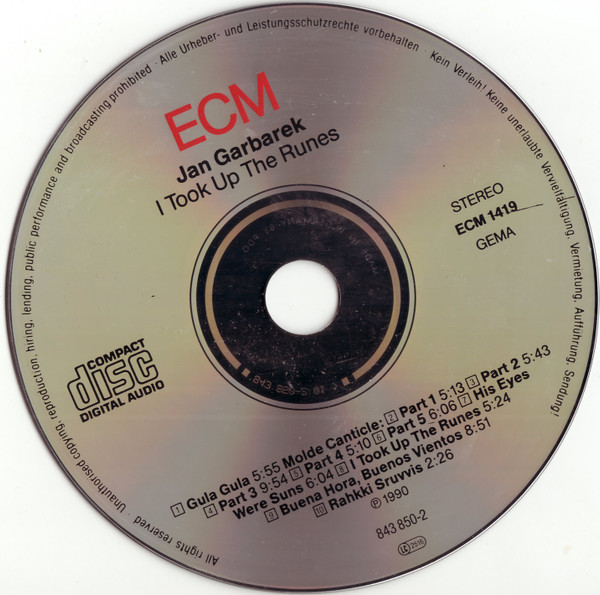 Jan Garbarek - I Took Up The Runes | ECM Records (ECM 1419) - 3 Jan Garbarek - I Took Up The Runes | ECM Records (ECM 1419) - 3