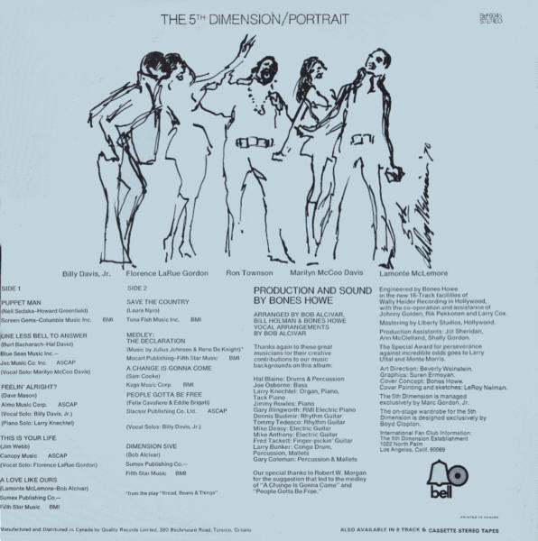 The Fifth Dimension - Portrait | Bell Records (BELL 6045) - 2 The Fifth Dimension - Portrait | Bell Records (BELL 6045) - 2