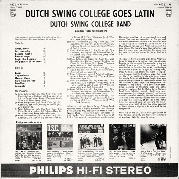 The Dutch Swing College Band - Dutch Swing College Goes Latin | Philips (840 331 PY) - 2