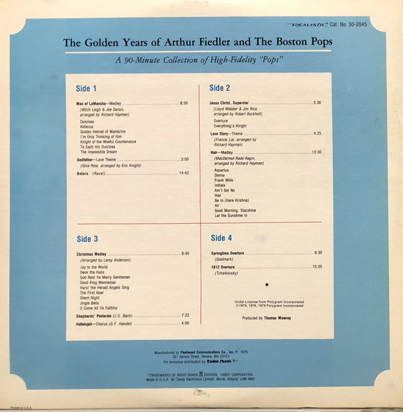 Arthur Fiedler And Boston Pops Orchestra - The Golden Years Of Arthur Fiedler And The Boston Pops (2LP) [Vinyl] | Realistic (50-2045) - 3